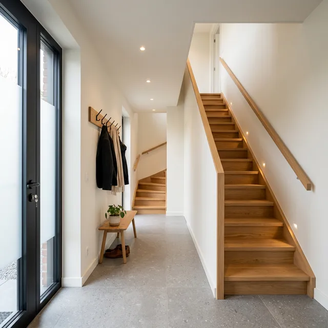 Moderne hal met strak stucwerk en verf